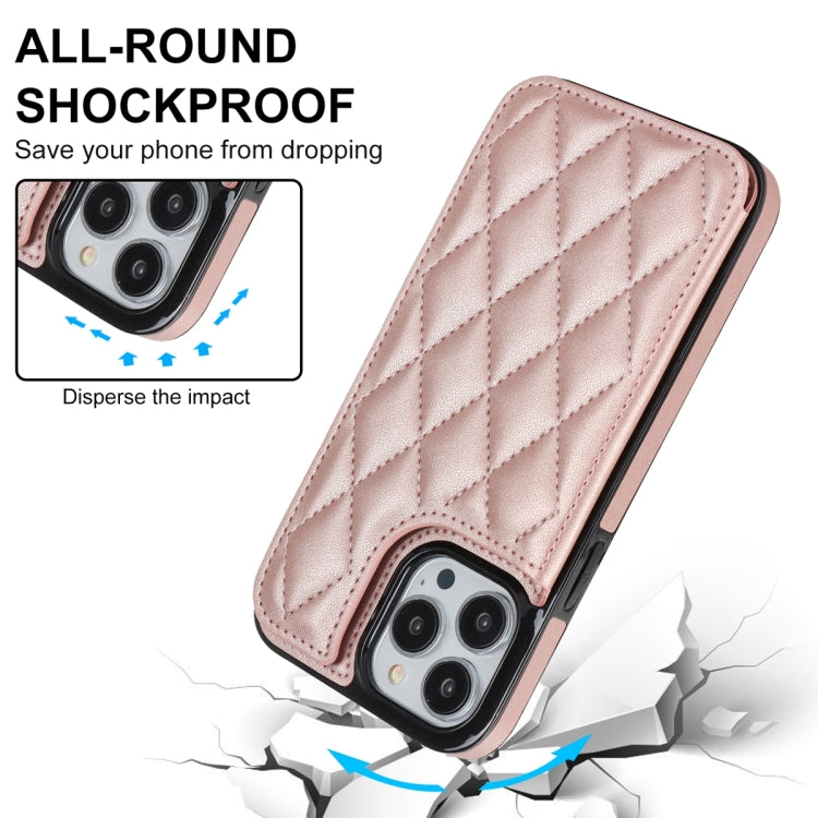 For iPhone 13 Pro Double Buckle Rhombic PU Leather Phone Case