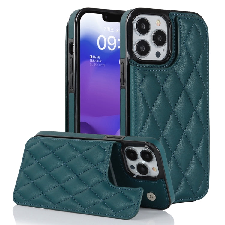 For iPhone 13 Pro Double Buckle Rhombic PU Leather Phone Case
