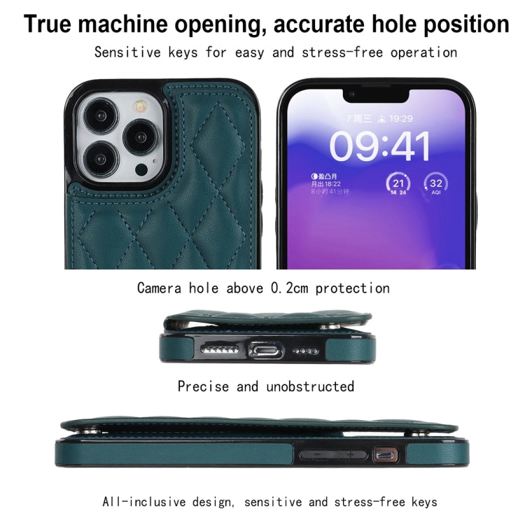 For iPhone 13 Pro Double Buckle Rhombic PU Leather Phone Case