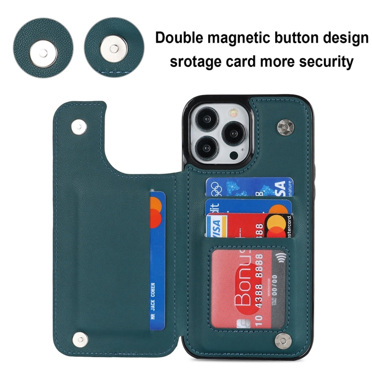 For iPhone 13 Pro Double Buckle Rhombic PU Leather Phone Case