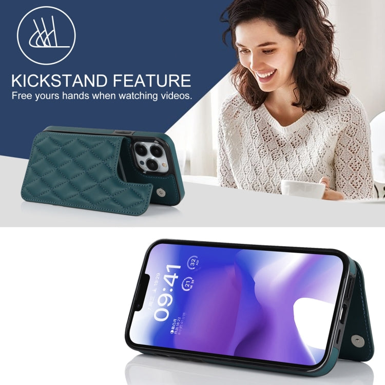 For iPhone 13 Pro Double Buckle Rhombic PU Leather Phone Case
