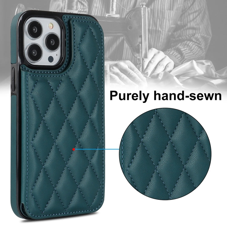 For iPhone 13 Pro Double Buckle Rhombic PU Leather Phone Case