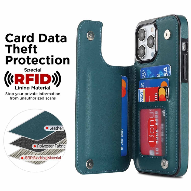 For iPhone 13 Pro Double Buckle Rhombic PU Leather Phone Case