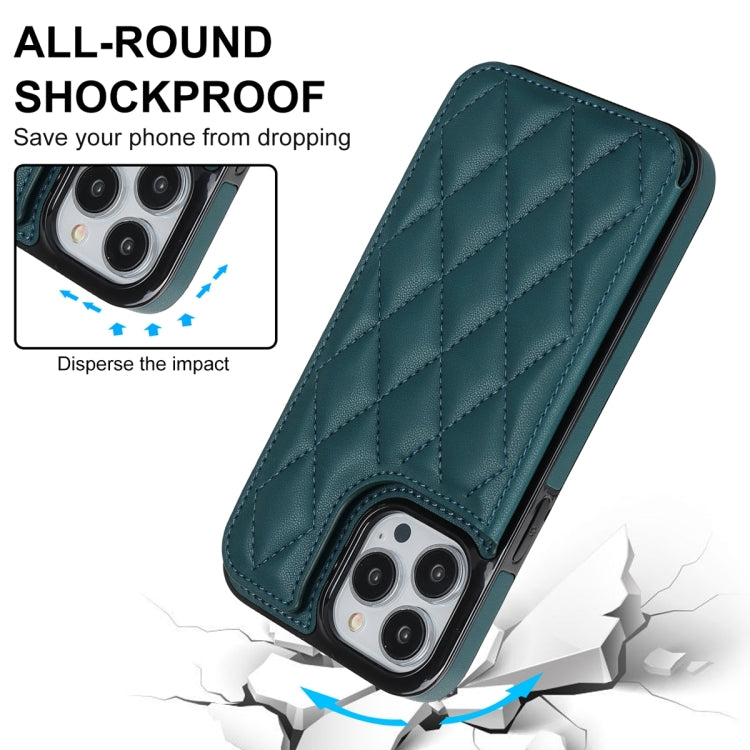 For iPhone 13 Pro Double Buckle Rhombic PU Leather Phone Case