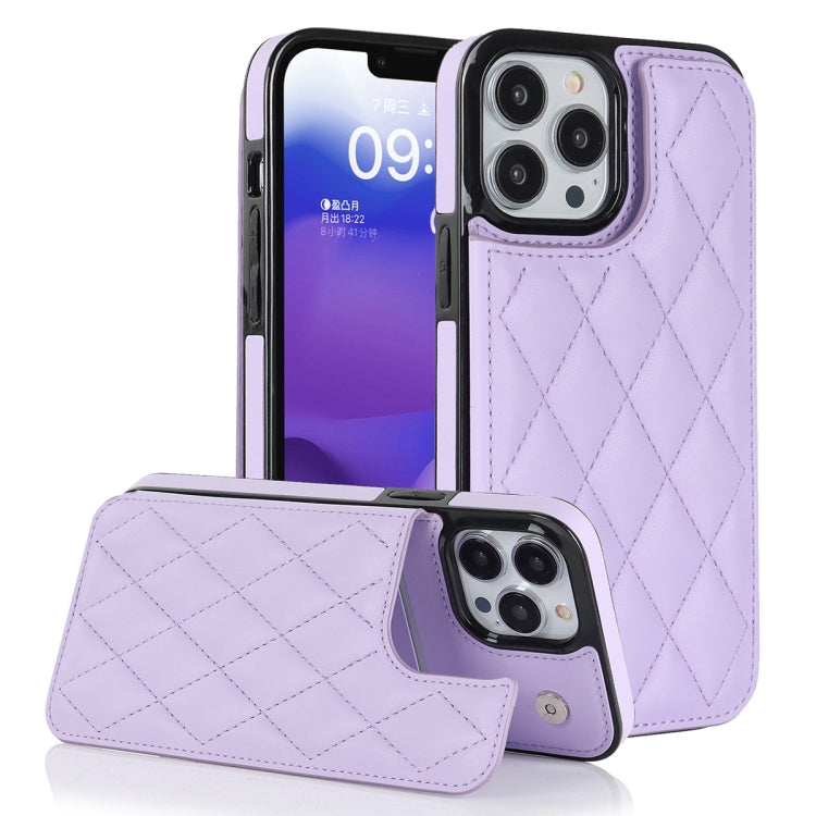 For iPhone 13 Pro Double Buckle Rhombic PU Leather Phone Case