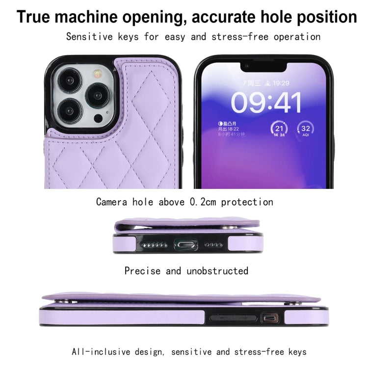 For iPhone 13 Pro Double Buckle Rhombic PU Leather Phone Case