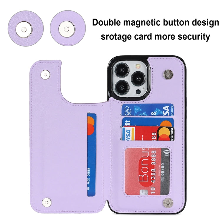 For iPhone 13 Pro Double Buckle Rhombic PU Leather Phone Case