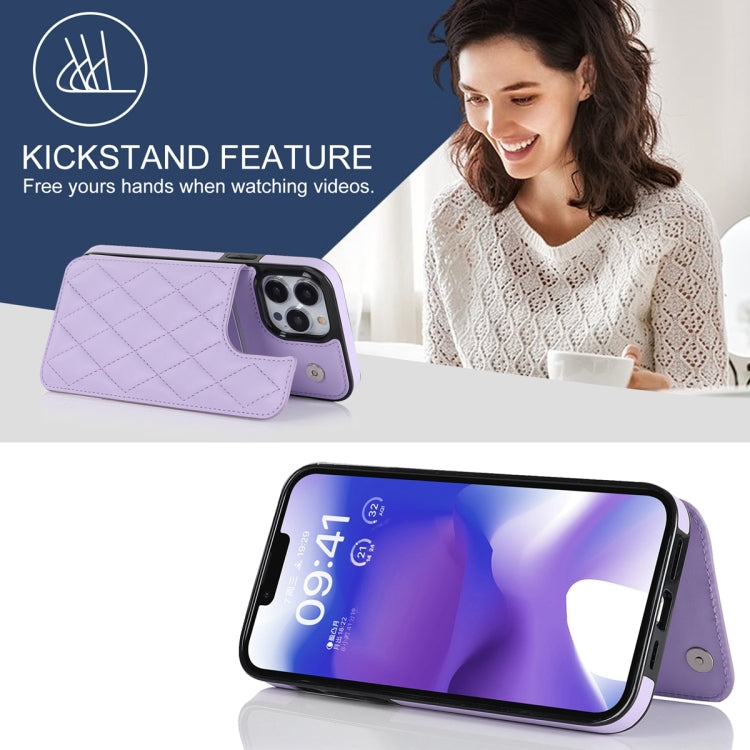 For iPhone 13 Pro Double Buckle Rhombic PU Leather Phone Case