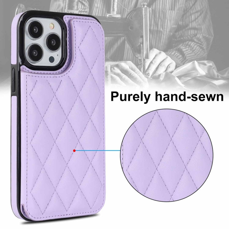 For iPhone 13 Pro Double Buckle Rhombic PU Leather Phone Case