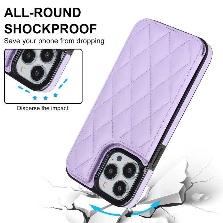For iPhone 13 Pro Double Buckle Rhombic PU Leather Phone Case