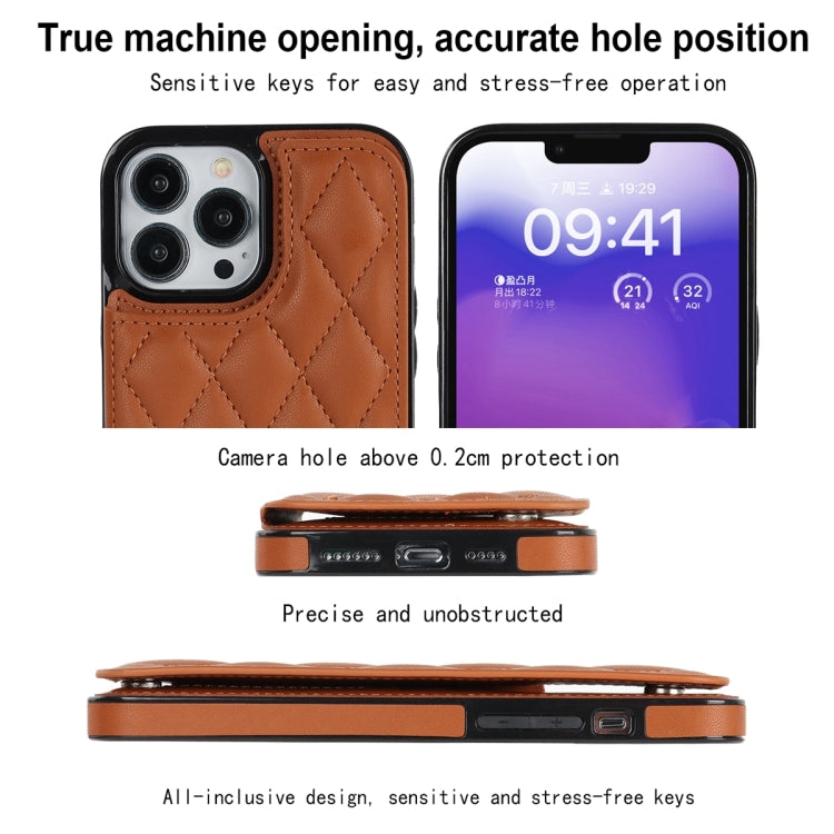 For iPhone 13 Pro Double Buckle Rhombic PU Leather Phone Case
