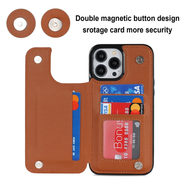For iPhone 13 Pro Double Buckle Rhombic PU Leather Phone Case