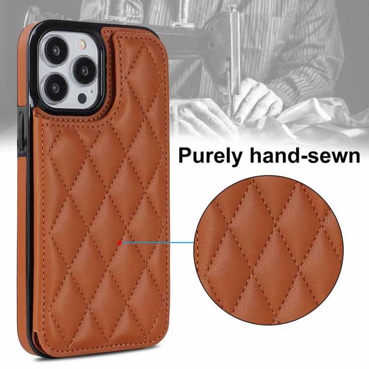 For iPhone 13 Pro Double Buckle Rhombic PU Leather Phone Case