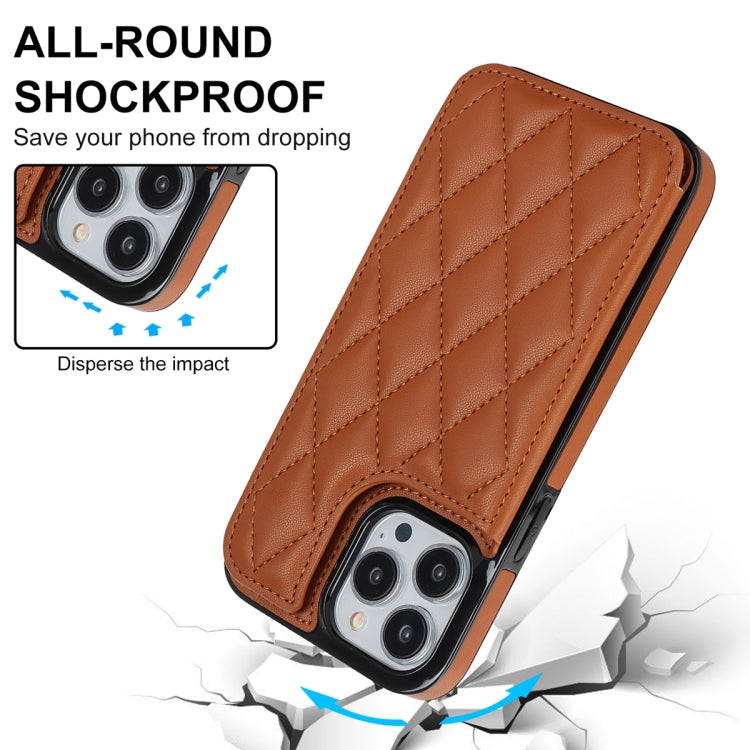 For iPhone 13 Pro Double Buckle Rhombic PU Leather Phone Case