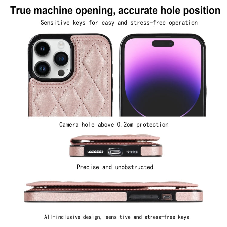 For iPhone 13 Pro Max Double Buckle Rhombic PU Leather Phone Case
