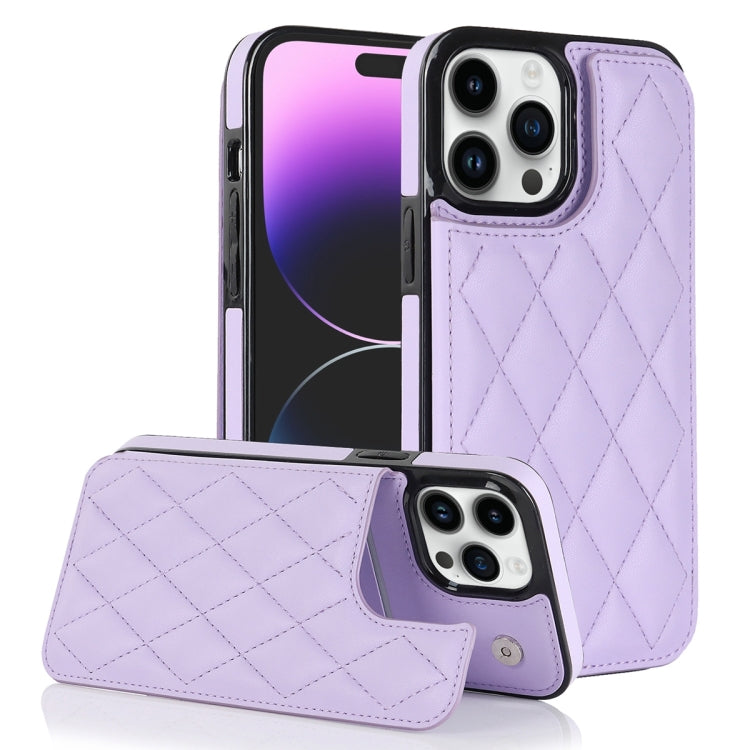 For iPhone 13 Pro Max Double Buckle Rhombic PU Leather Phone Case