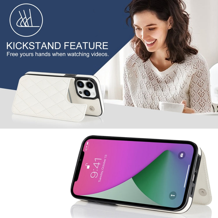 For iPhone 12 Pro Double Buckle Rhombic PU Leather Phone Case