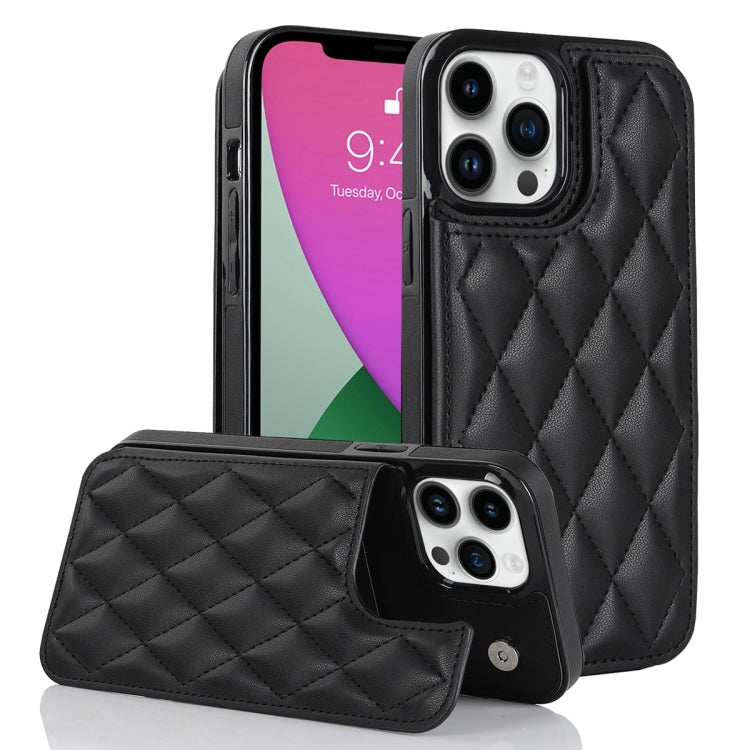 For iPhone 12 Pro Double Buckle Rhombic PU Leather Phone Case