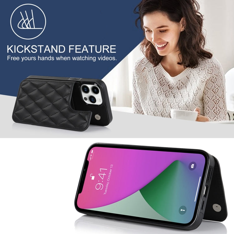 For iPhone 12 Pro Double Buckle Rhombic PU Leather Phone Case