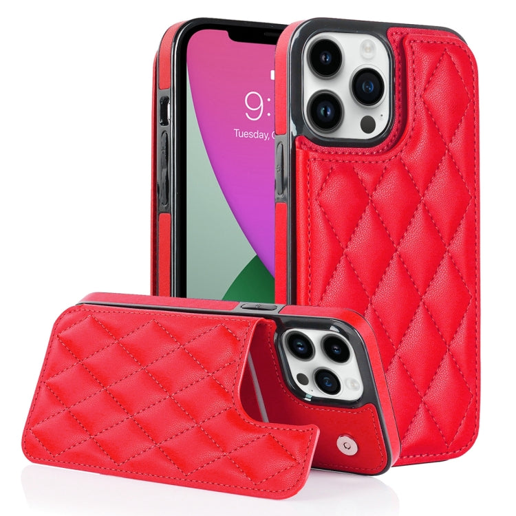 For iPhone 12 Pro Double Buckle Rhombic PU Leather Phone Case