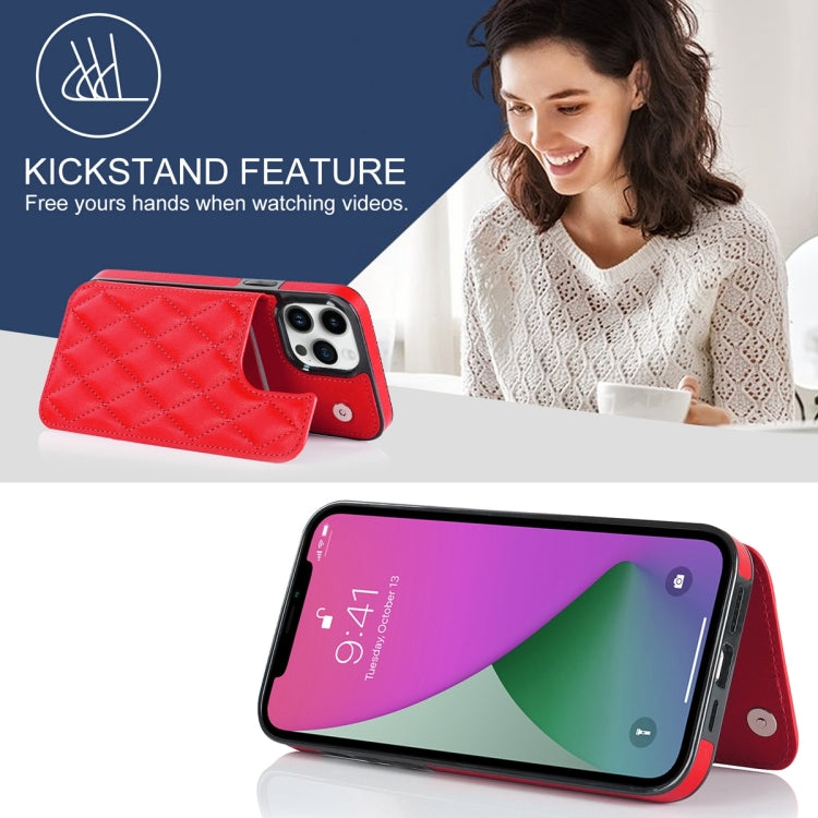 For iPhone 12 Pro Double Buckle Rhombic PU Leather Phone Case