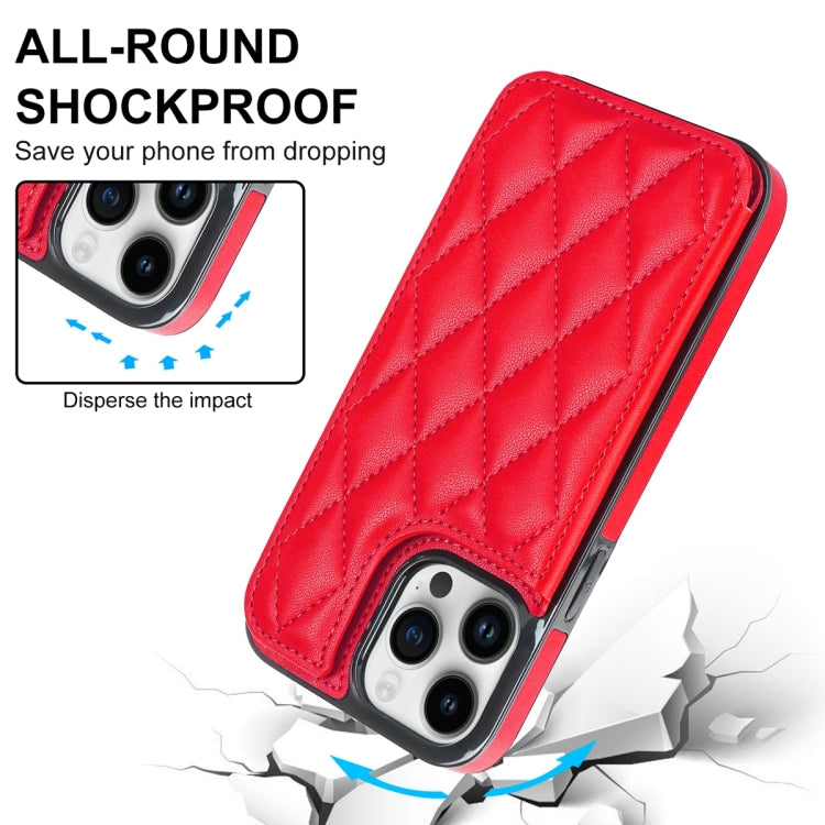 For iPhone 12 Pro Double Buckle Rhombic PU Leather Phone Case