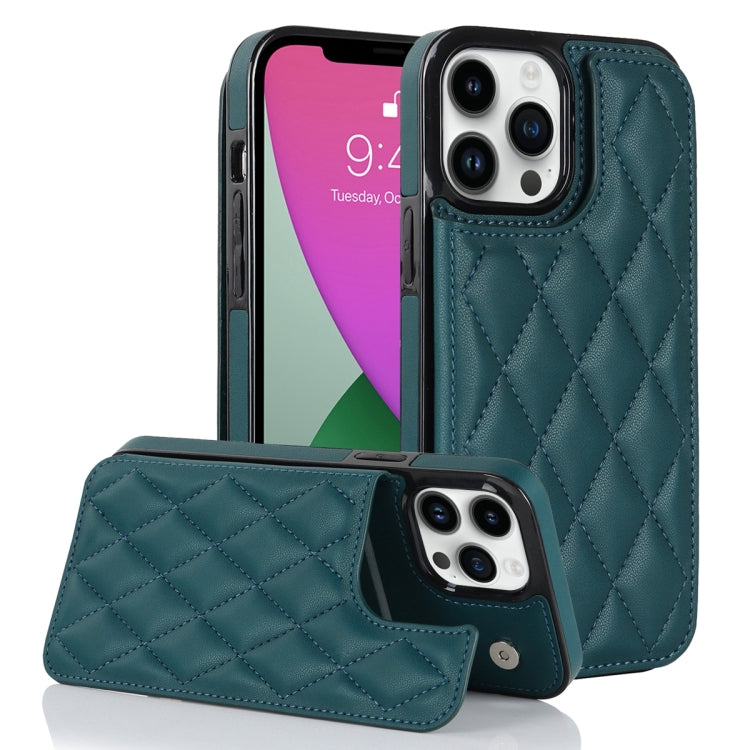 For iPhone 12 Pro Double Buckle Rhombic PU Leather Phone Case