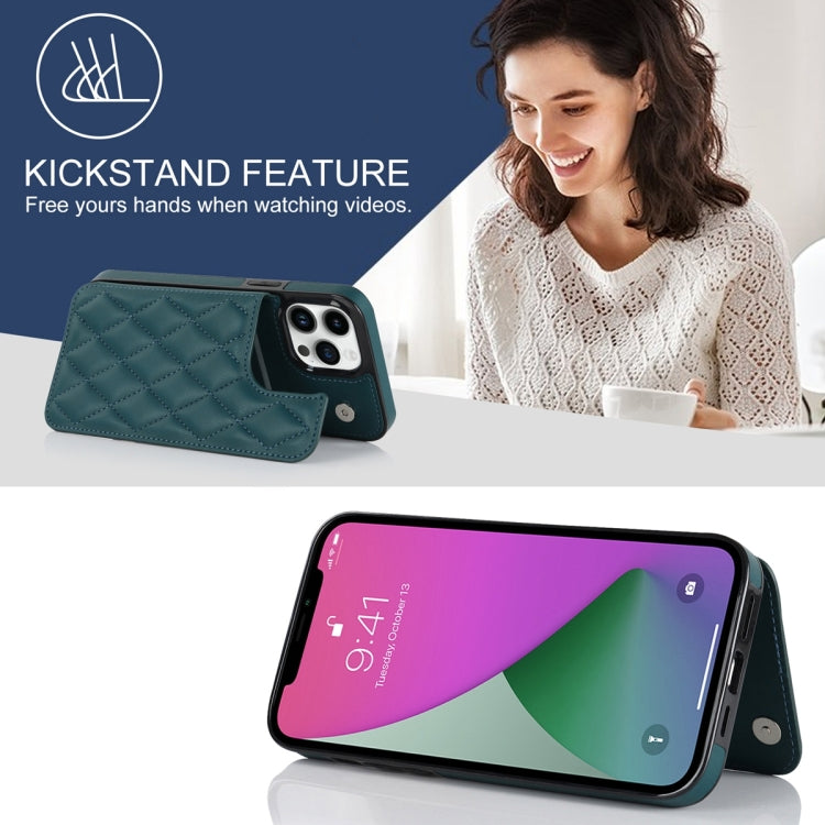 For iPhone 12 Pro Double Buckle Rhombic PU Leather Phone Case