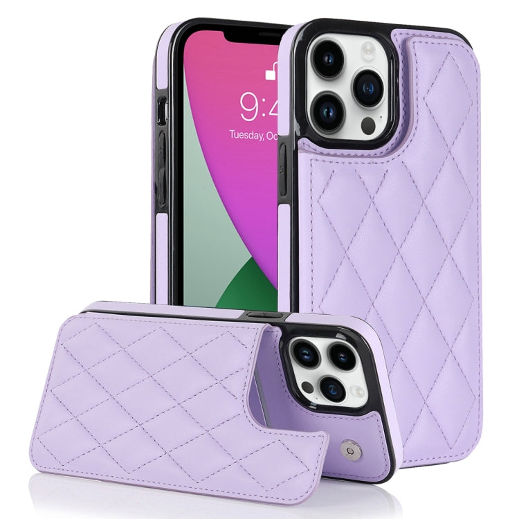 For iPhone 12 Pro Double Buckle Rhombic PU Leather Phone Case