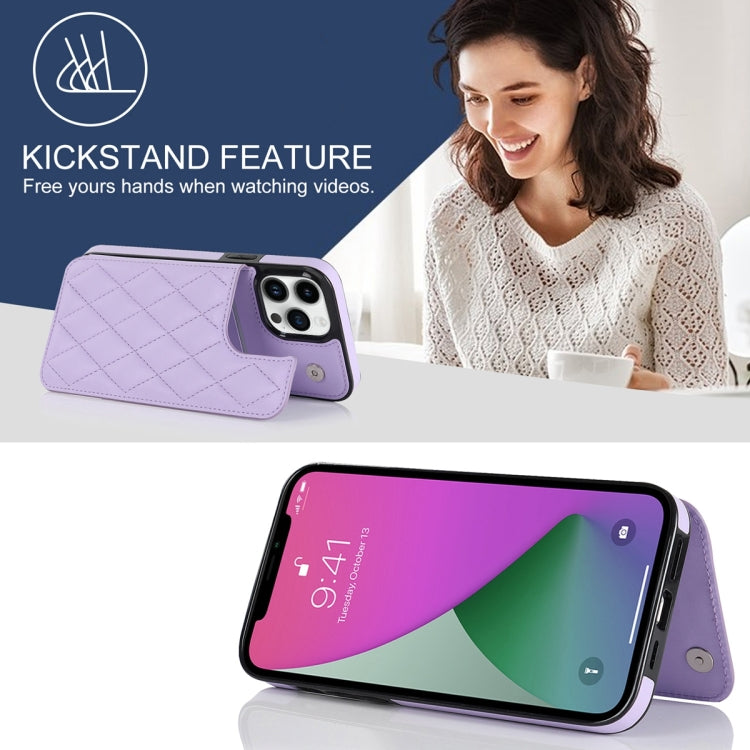 For iPhone 12 Pro Double Buckle Rhombic PU Leather Phone Case