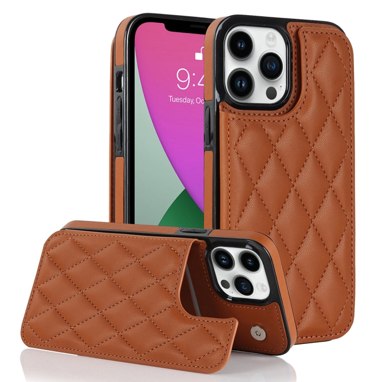 For iPhone 12 Pro Double Buckle Rhombic PU Leather Phone Case