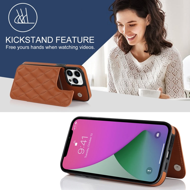 For iPhone 12 Pro Double Buckle Rhombic PU Leather Phone Case