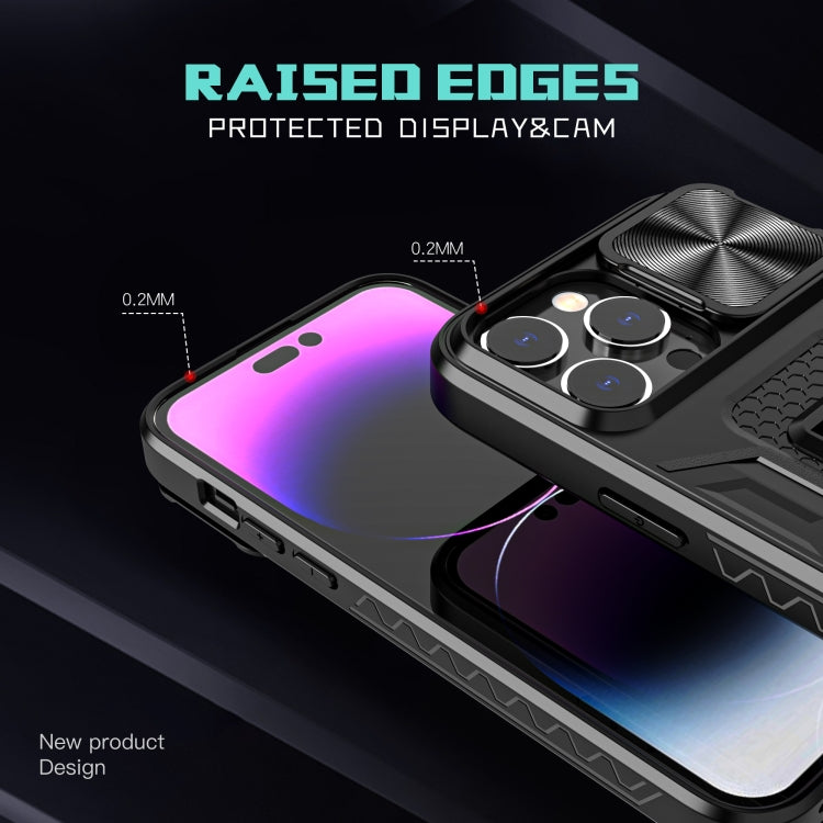 For iPhone 14 Pro Max Sliding Camera Cover Design Phone Case(Black)