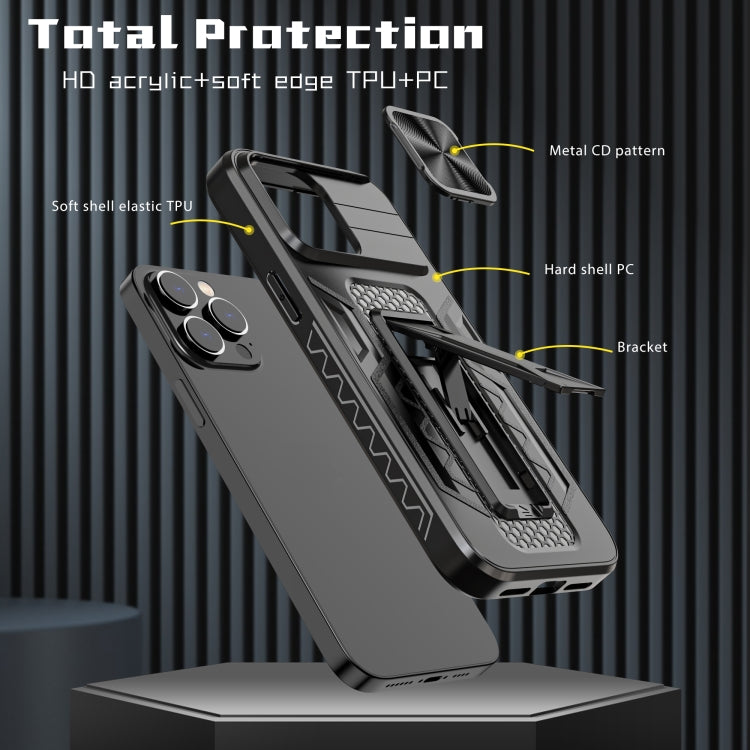 For iPhone 14 Pro Sliding Camera Cover Design Phone Case(Black)