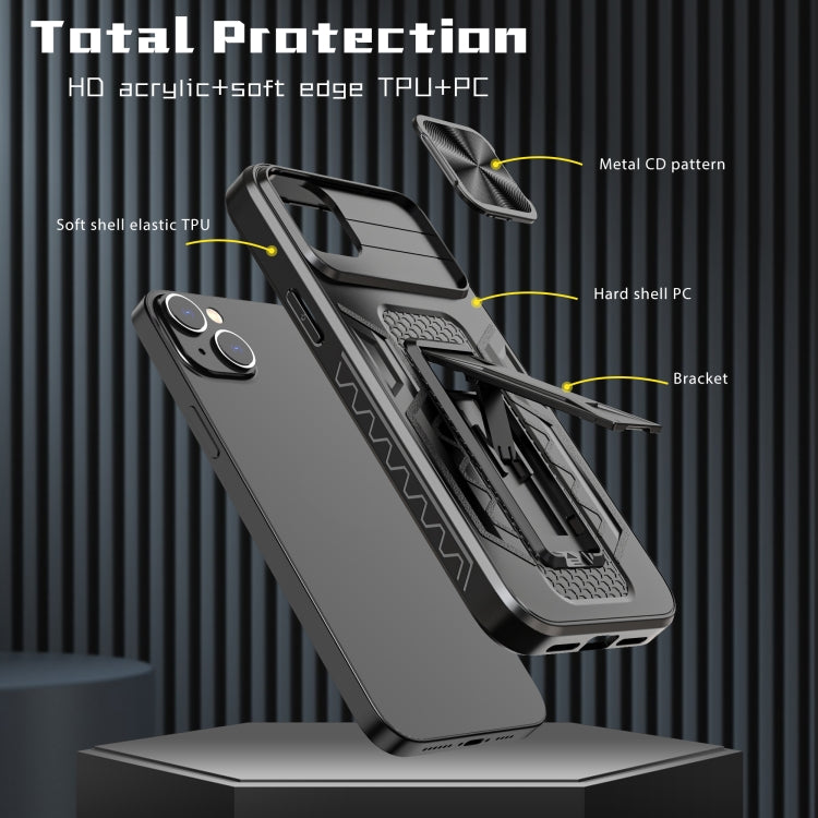 For iPhone 14 Sliding Camera Cover Design Phone Case(Black)