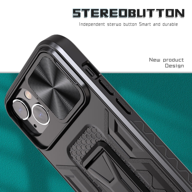 For iPhone 14 Plus Sliding Camera Cover Design Phone Case(Black)
