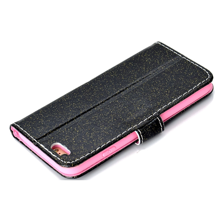 For iPhone 6 Glitter Powder Horizontal Flip Leather Case with Card Slots & Holder & Photo Frame & Wallet