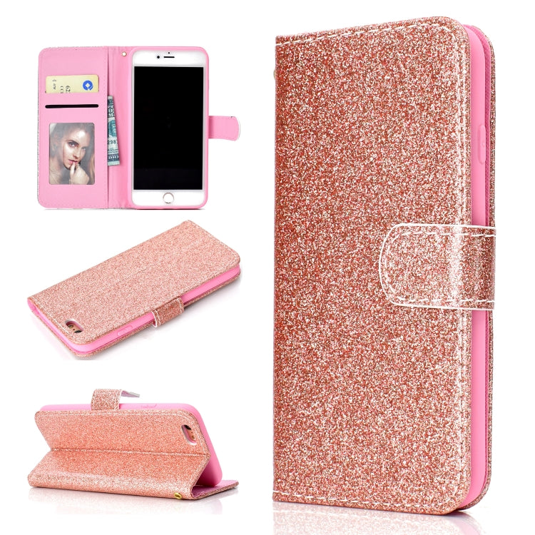 For iPhone 6 Glitter Powder Horizontal Flip Leather Case with Card Slots & Holder & Photo Frame & Wallet
