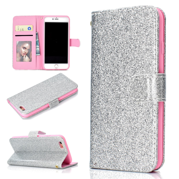 For iPhone 6 Plus Glitter Powder Horizontal Flip Leather Case with Card Slots & Holder & Photo Frame & Wallet