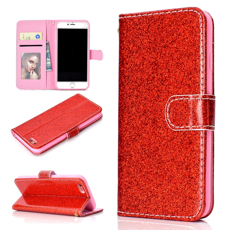 For iPhone 6 Plus Glitter Powder Horizontal Flip Leather Case with Card Slots & Holder & Photo Frame & Wallet