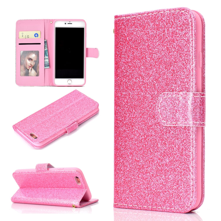 For iPhone 6 Plus Glitter Powder Horizontal Flip Leather Case with Card Slots & Holder & Photo Frame & Wallet