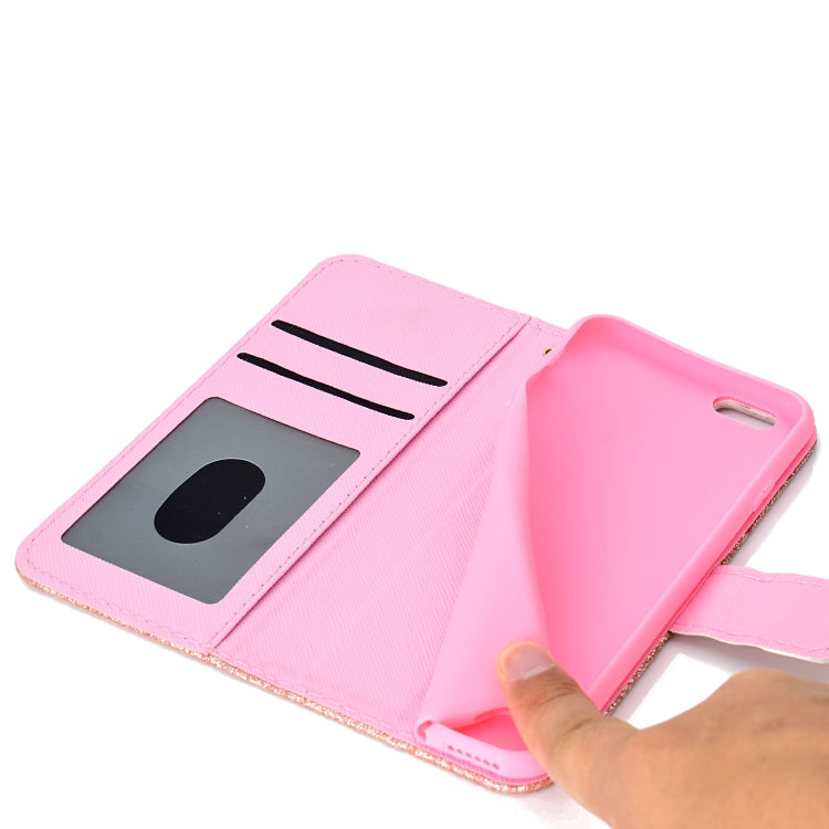 For iPhone 6 Plus Glitter Powder Horizontal Flip Leather Case with Card Slots & Holder & Photo Frame & Wallet