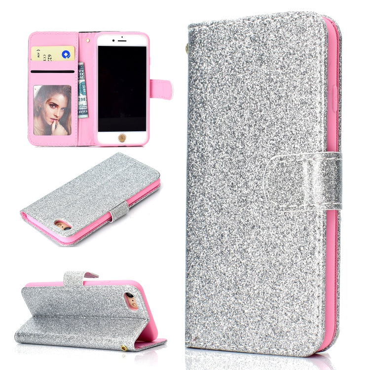 For iPhone 7 Glitter Powder Horizontal Flip Leather Case with Card Slots & Holder & Photo Frame & Wallet