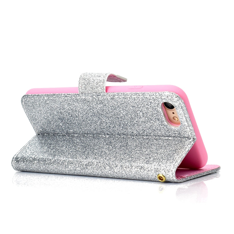 For iPhone 7 Glitter Powder Horizontal Flip Leather Case with Card Slots & Holder & Photo Frame & Wallet