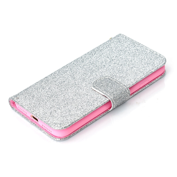 For iPhone 7 Glitter Powder Horizontal Flip Leather Case with Card Slots & Holder & Photo Frame & Wallet