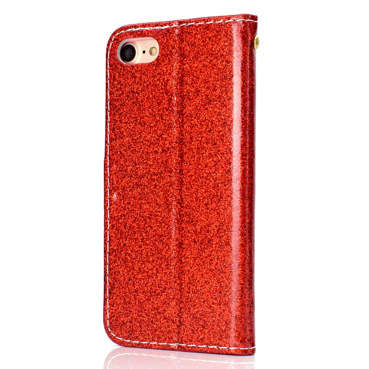 For iPhone 7 Glitter Powder Horizontal Flip Leather Case with Card Slots & Holder & Photo Frame & Wallet