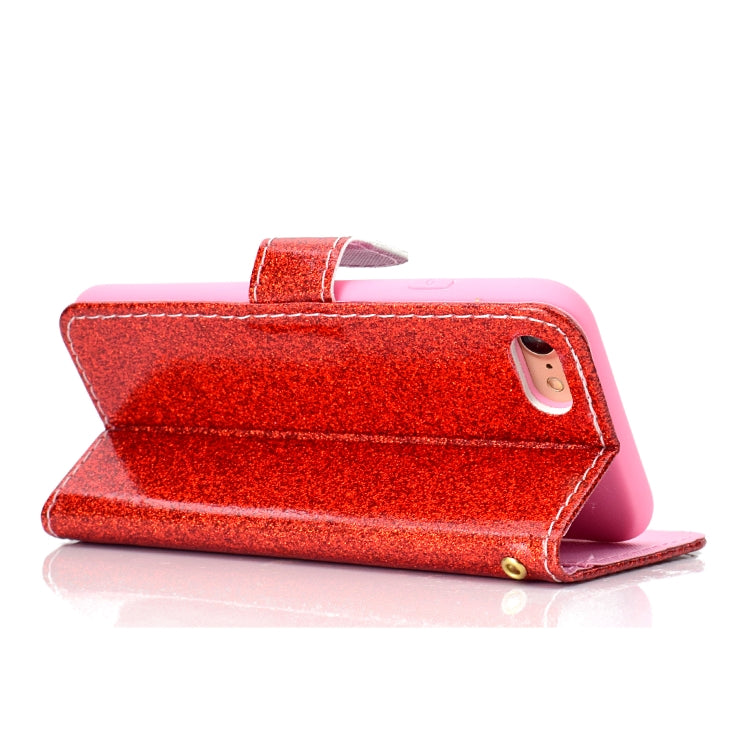 For iPhone 7 Glitter Powder Horizontal Flip Leather Case with Card Slots & Holder & Photo Frame & Wallet