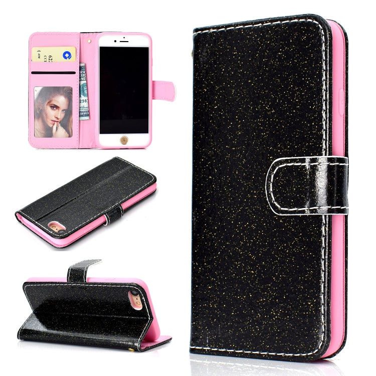 For iPhone 7 Glitter Powder Horizontal Flip Leather Case with Card Slots & Holder & Photo Frame & Wallet
