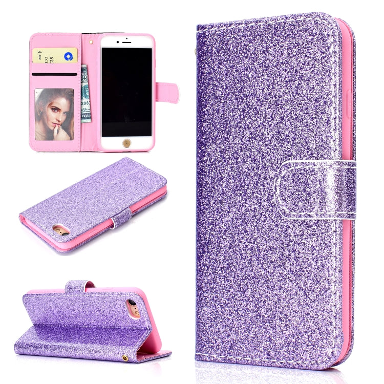 For iPhone 7 Glitter Powder Horizontal Flip Leather Case with Card Slots & Holder & Photo Frame & Wallet