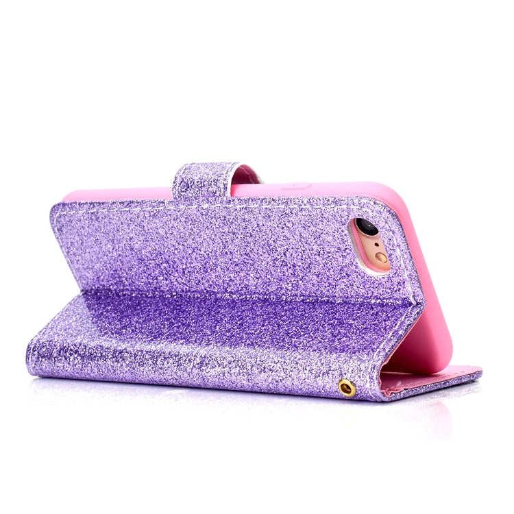 For iPhone 7 Glitter Powder Horizontal Flip Leather Case with Card Slots & Holder & Photo Frame & Wallet